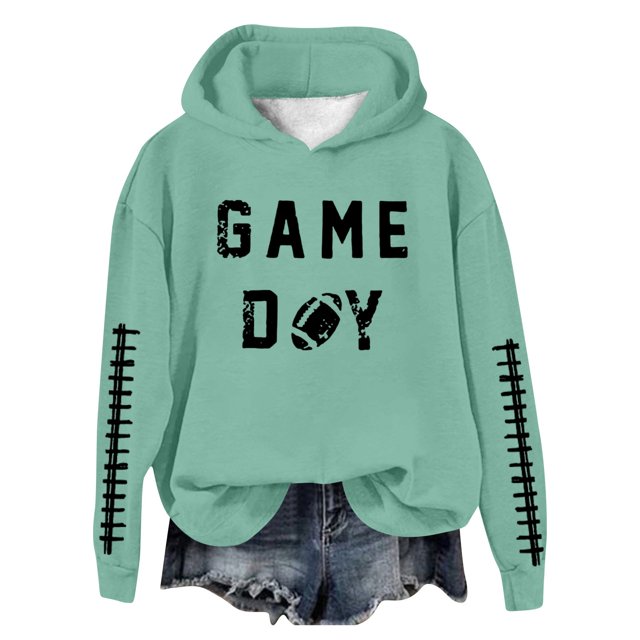WEAIXIMIUNG Sweat à Capuche pour Femmes, Imprimé Football Baseball, Col Rond et Manches Longues