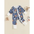 thumbnail image 3 of Suealasg Baby Girl Boy Pajamas Jumpsuits Long Sleeve Round Neck Football Print Zip Up One-Piece Pajamas Infant Footie Pjs Newborn Rompers Sleepwear, 3 of 7