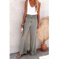 thumbnail image 1 of Pantalones anchos casuales, elásticos, de lino y algodón de color sólido para mujer de primavera y verano de estilo europeo y americano., 1 of 6