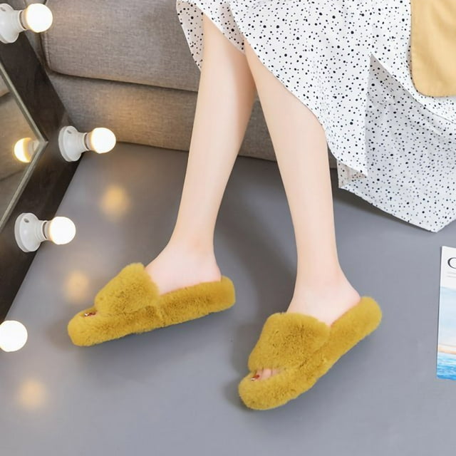 CEHVOM Autumn And Winter Female Ins Plus Velvet Lazy People Outside Wearing Slippers