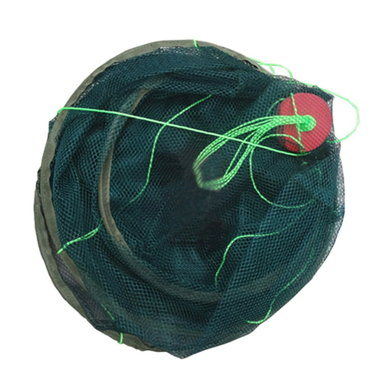 Spring Deals! Yawots Foldable Drop Net Fishing Landing Net Prawn Bait Crab Shrimp, Size: 1XL, Green