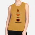 thumbnail image 2 of Peace Love and Halloween Women's Muscle Tank Small Antique Gold, 2 of 5
