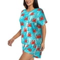 thumbnail image 2 of Kdxio Crab Swims In The Ocean Print Pajamas Sets for Women Short-Sleeved Pjs with Lounge Shorts Two Piece Sleepwear S-4XL, 2 of 5