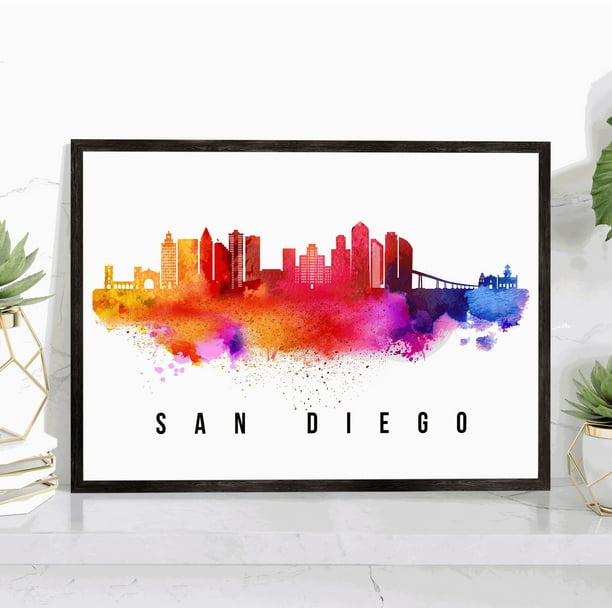 Pera Print San Diego Skyline California Poster, San Diego Cityscape
