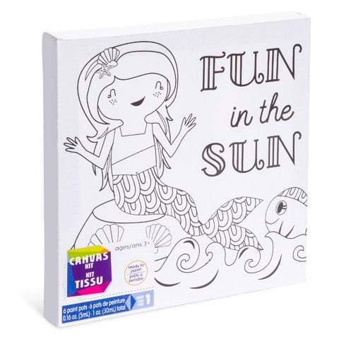 Mermaid Canvas Painting Kit: Preprinted - Square - 8 X 8 Inches