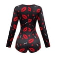 thumbnail image 6 of JIAYUE Women Bodysuit Pajamas Long Sleeve V Neck Button Front Cute Print Stretchy Loungewear Romper for Fall Themed Party, 6 of 6
