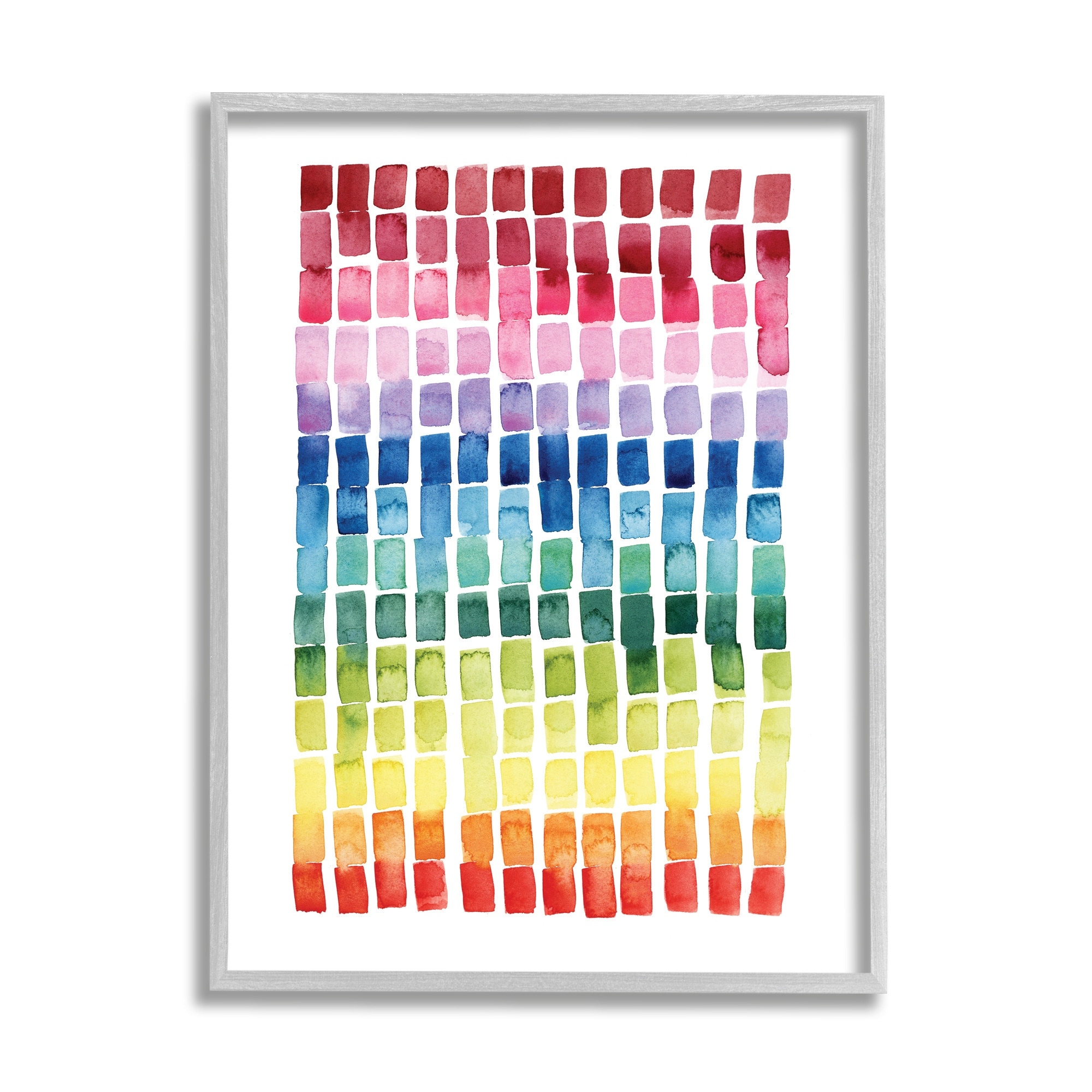 Stupell Industries Geometric Watercolor Rainbow Tiles over White,24 x 30,Designed by Grace Popp