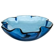 Eden Bath EB-GS50 Wave Rim Blue Glass Vessel Sink