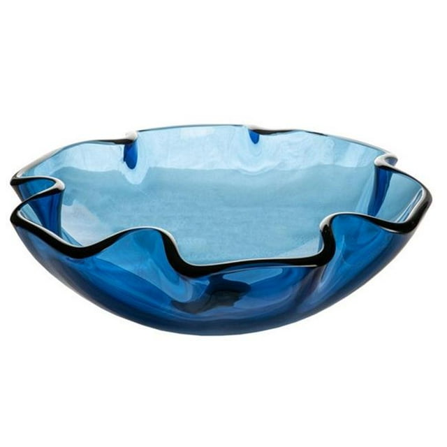 Eden Bath EB-GS50 Évier en Verre Bleu à Rebord Ondulé