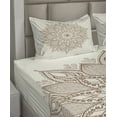 thumbnail image 4 of Ambesonne Retro Fitted & Top Sheet Set with Shams, Flower Lace, Brown and Ivory, 4 of 5