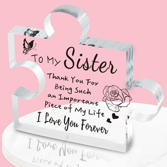 Sister Gifts from Sister, Birthday Gifts for Sister, Sisters Gifts Puzzle Block Engraved Acrylic Plaque 6.1 x 5.5 Inches, Christmas for Sisters from Sisters Brother