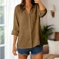 thumbnail image 2 of vigerkar Women's Button Down Shirts Long Sleeve Cotton Summer Beach Wear for Women with Pocket (Coffee, XXL), 2 of 5