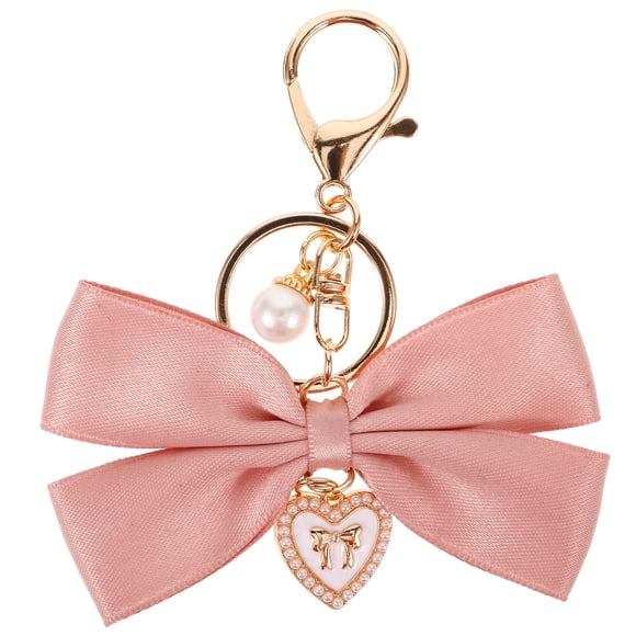 GOOHOCHY Llavero con lazo y perla sintética para mujer, adorno colgante para bolso