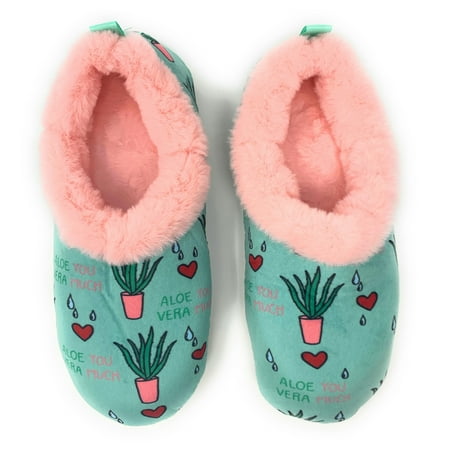 

OoohGeez Womens Funny House Fluffy Fuzzy Sherpa Slipper with Grippers Aloe You L