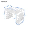 thumbnail image 3 of Full Size Loft Bed with Stairs and Storage, Metal Loft Beds Frame with Bedside Shelf and Wardrobe,4 Shelf Storage Rack, Charging Station, Heavy Duty High Loft Bed, White, 3 of 10