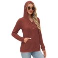 thumbnail image 4 of Hoodies Long Sleeve V-Neck Casual Sweatshirts Fall Outfits Pullover Winter Clothes Wine Red L, 4 of 7