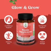 Natures Craft Potent 10,000mcg Biotin Supplement for Healthy Hair Growth, Nails, and Skin, 60 Ct