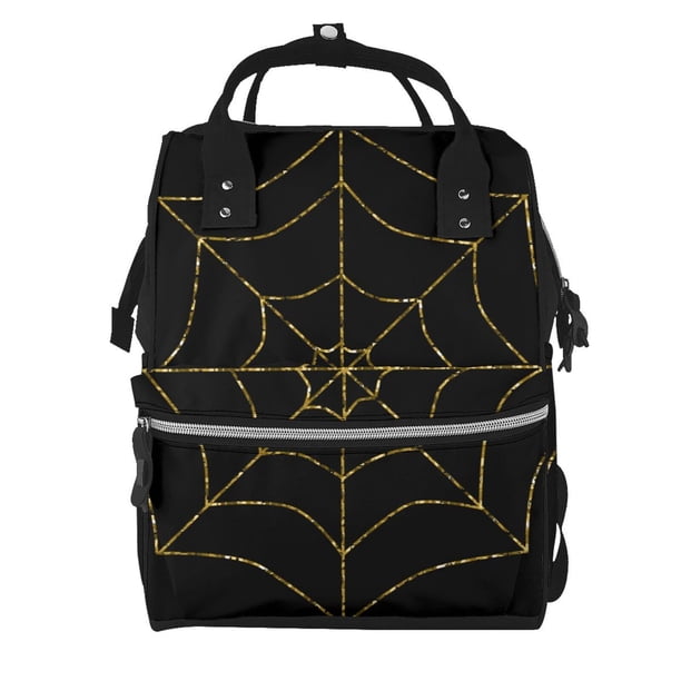 Disketp Golden Spider Web Mochila de Pañales de Gran Capacidad con Múltiples Bolsillos, Mochila de Viaje Multifuncional para Bebé, Unisex, Moderna y Resistente