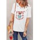thumbnail image 2 of ABPHQTO Camiseta estampada blanca desgastada FOOD IS MY VALENTINE para mujer, 2 of 5