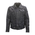 thumbnail image 4 of Mauritius Men's Genuine Leather Jacket- Jean Denim Inspired (AnthraciteBlue, 3XL), 4 of 5