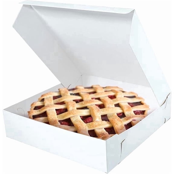 12x12x2 1/2 Inch White Bakery Cake Box, Pie / Dessert Packaging, 25 Count