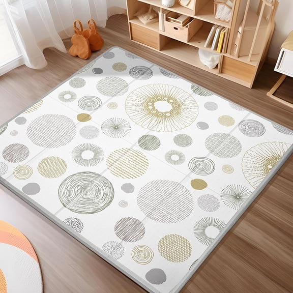 Baby Play Mat for Floor,Baby Play Mat for 59''x 59''Playpen,Reversible,0.8 in Thick Waterproof Playmat,Anti-Slip Floor Playing Mats,Non-Toxic,Baby Playmat for Indoor and Outdoor Use,Circle