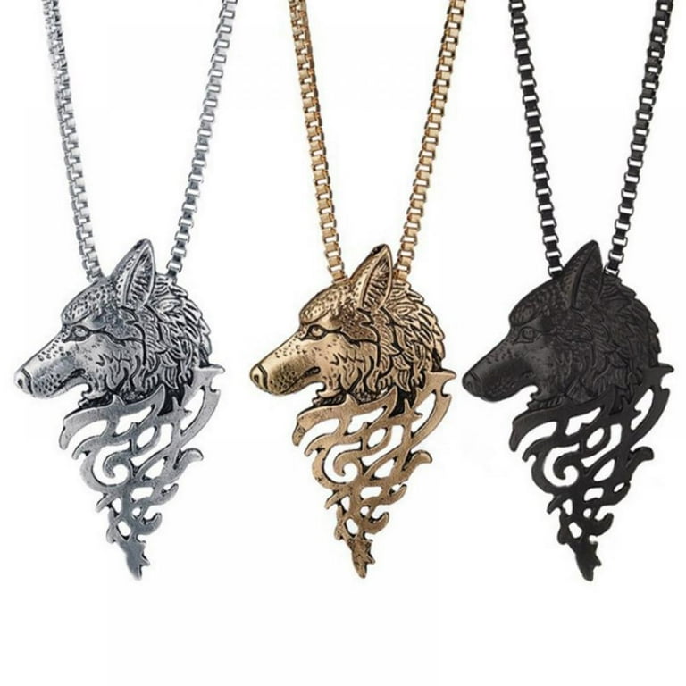 Hundred Retro Domineering Wolf Head Necklace Original Fashion