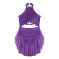 thumbnail image 2 of Jhaoyu Kids Girls Shiny Backless Ballet Leotard Dress with Skirt Lyrical Jazz Latin Modern Purple 16, 2 of 9