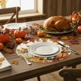 thumbnail image 5 of Kumdkd Fall Round Placemats - 13.98inch Faux Linen Table Mats with Pumpkin & Maple Leaf Prints, Waterproof Plastic Decor for Thanksgiving & Autumn Dining (Multicolor), 5 of 6