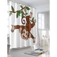 thumbnail image 3 of Brown Cute Monkey Shower Curtain Set, Waterproof Shower Curtains for Bathroom, Playing Funny Animal on Branch Washable Fabric Cloth Bath Curtain for Bathtub Decoration with Hooks 60x72 Inches, 3 of 6