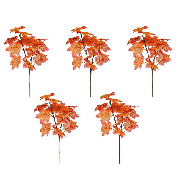 Decoraciones de Otoño para el Hogar 5 Piezas de Decoración de Otoño Ramas de Hoja de Arce de Seda Artificial Tallos de Otoño Hojas de Arce Artificiales Mesa de Ramo de Boda para la Decoración Del Hoga
