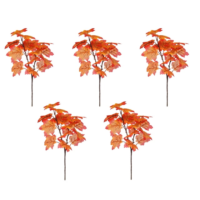 Fall Decorations for Home,5 Piece Artificial Silk Maple Leaf Branches for Fall Home Decor Wedding Bouquet Table