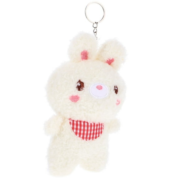 GAXIRE 1Pack White Plush Rabbit Keychain Cute Fluffy Keychain
