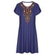 thumbnail image 4 of Puntoco Vestido De Mujer Verano Estilo Étnico Estampado Casual Suelto Manga Corta Cuello Redondo Azul Marino Xxl,Regalos Para Mujer Joven, 4 of 5