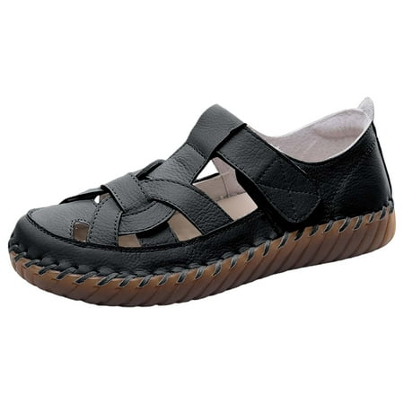 

Pyhlmscde Womens Sandals Fashion Hollow Out Sandals Flat Heel Closed Toe Walking Sandal Summer Casual Comfy Shoes