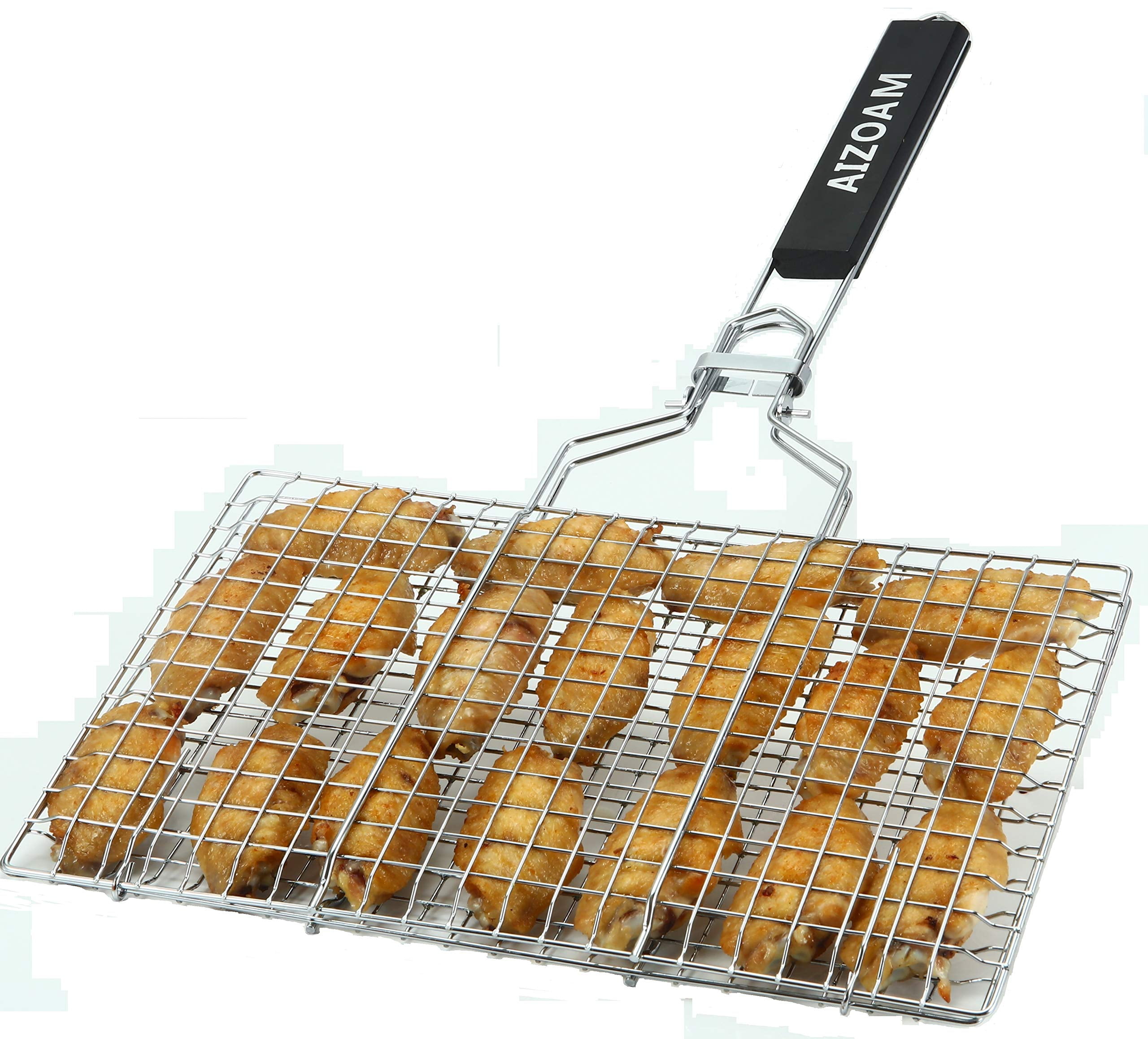 Portable BBQ Grilling Basket Stainless Steel Nonstick Tools Grill Mesh 