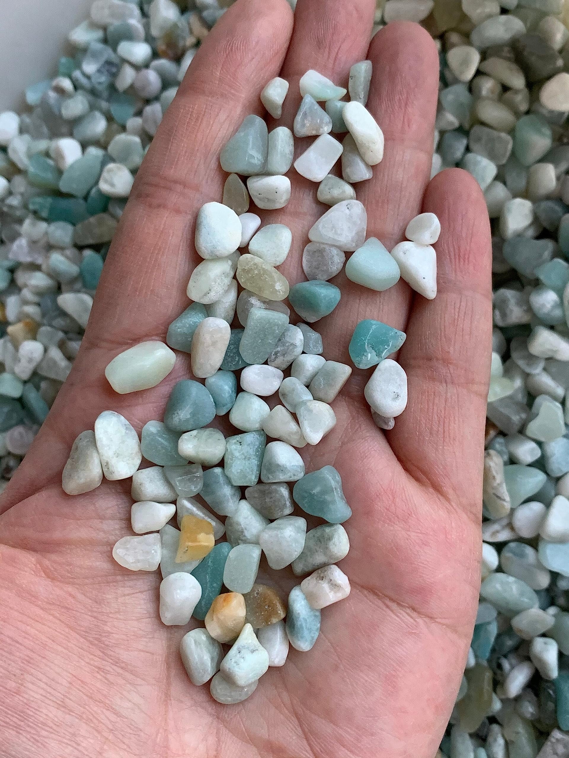 WHOLESALE Natural Semi Tumbled Amazonite Gemstone Chips, Crushed Mini Amazonite Crystals, Undrilled (Amazonite, 0.5 Pound)