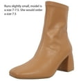 thumbnail image 2 of Delicious Women's Square Toe Flare Block Heel Soft Stretch Ankle Boot, Camel, 7 M US, 2 of 4