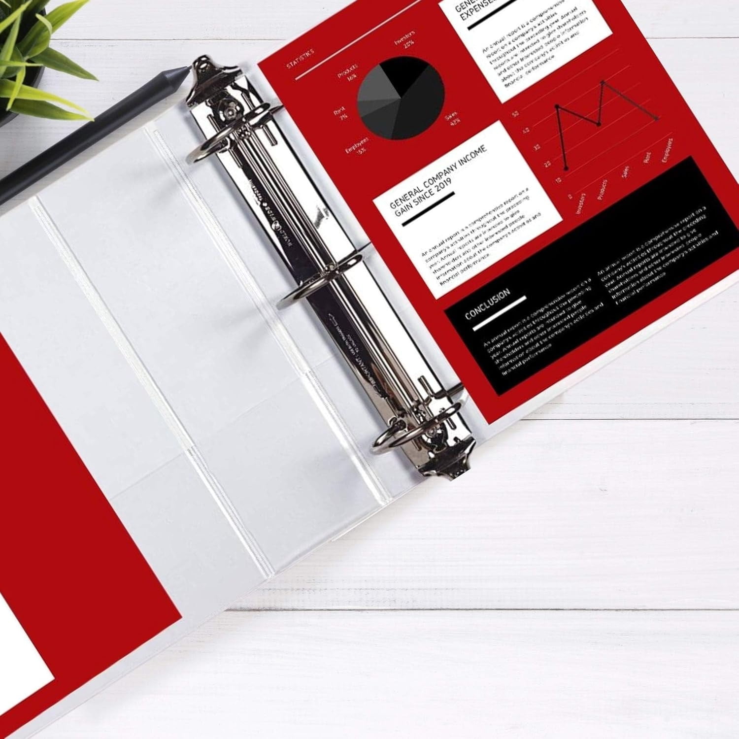 3 Ring Binder, Professional D Ring 5 Inch, Presentation Folder for Standard Pages 8.5 x 11 with Pockets
