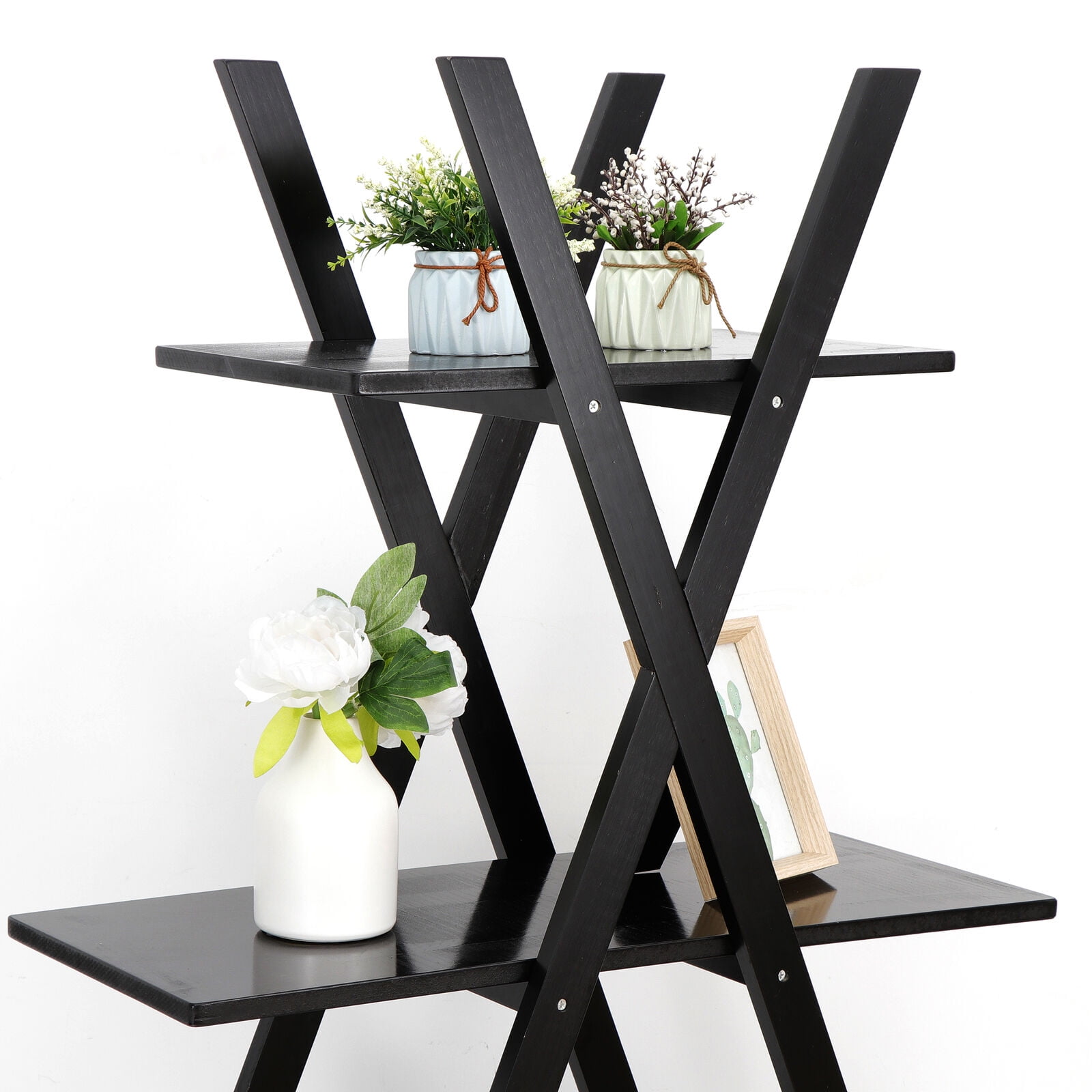 ZENSTYLE 4 Tiers A Shaped Bookshelf Organizer Media Storage Cabinet RackZENSTYLE 4 Tiers A Shaped Bookshelf Organizer Media Storage Cabinet Rack