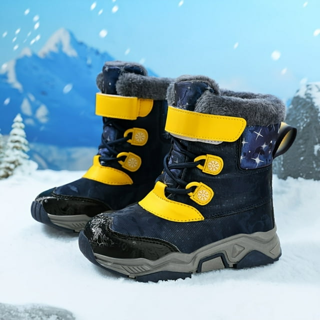 LNGOOR Bottes de Neige Tendance pour Garçons Sports d'Hiver Camping Extérieur pour Rester au Chaud