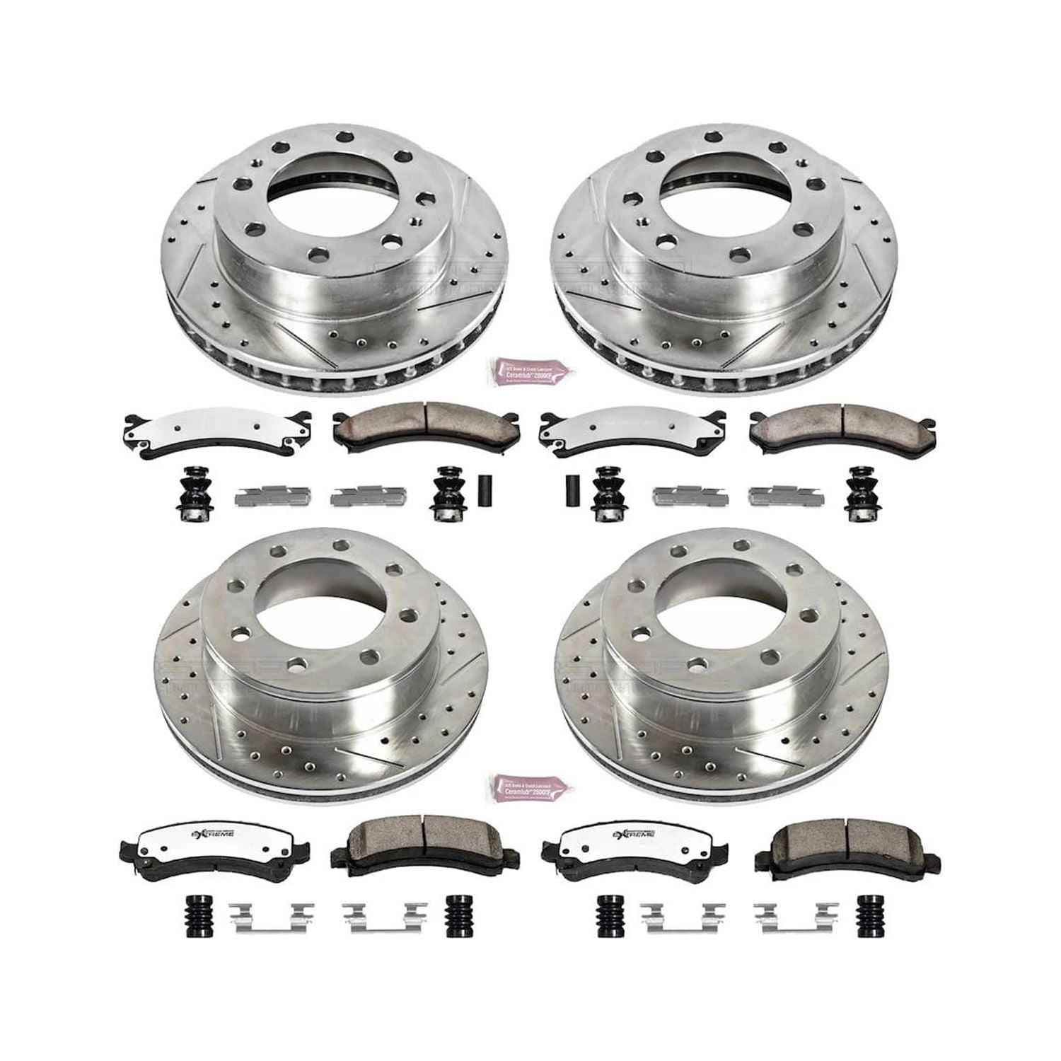 PowerStop Front and Rear Z36 Truck & Tow Carbon-Fiber Ceramic Brake Pad and Drilled and Slotted Rotor Kit Fits: CHEVROLET GMC Select Models K2029-36