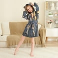 thumbnail image 3 of FORMRS Niños Bathrobe Unisex Hooded Robe Soft Plush Pajamas Sleepwear, Size 4-6T, Watercolor Astronaut, 3 of 7