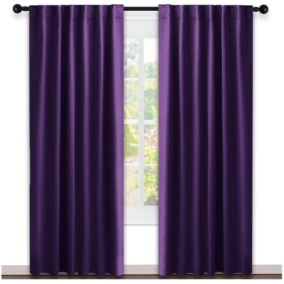 Rideaux de Chambre à Coucher Occultant Draperie - (Couleur Violet Royal) W52 x L84, Doubles Panneaux, Traitement de Fenêtre Occultant Draperie pour Fenêtres