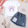 thumbnail image 5 of Glisme Toddler Outfit For Girl Round Neck Summer Floral Print Short Sleeve Top And Skirt Playwearss Adorable Clothes 2-3 Years White, 5 of 5