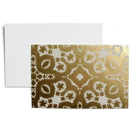 Correspondence Envelopes - Christian LaCroix Oro Y Plata Correspondence Cards, 3.5 x 5 Inches, Set of 12 Cards and Envelopes, Silver and Gold (19545)