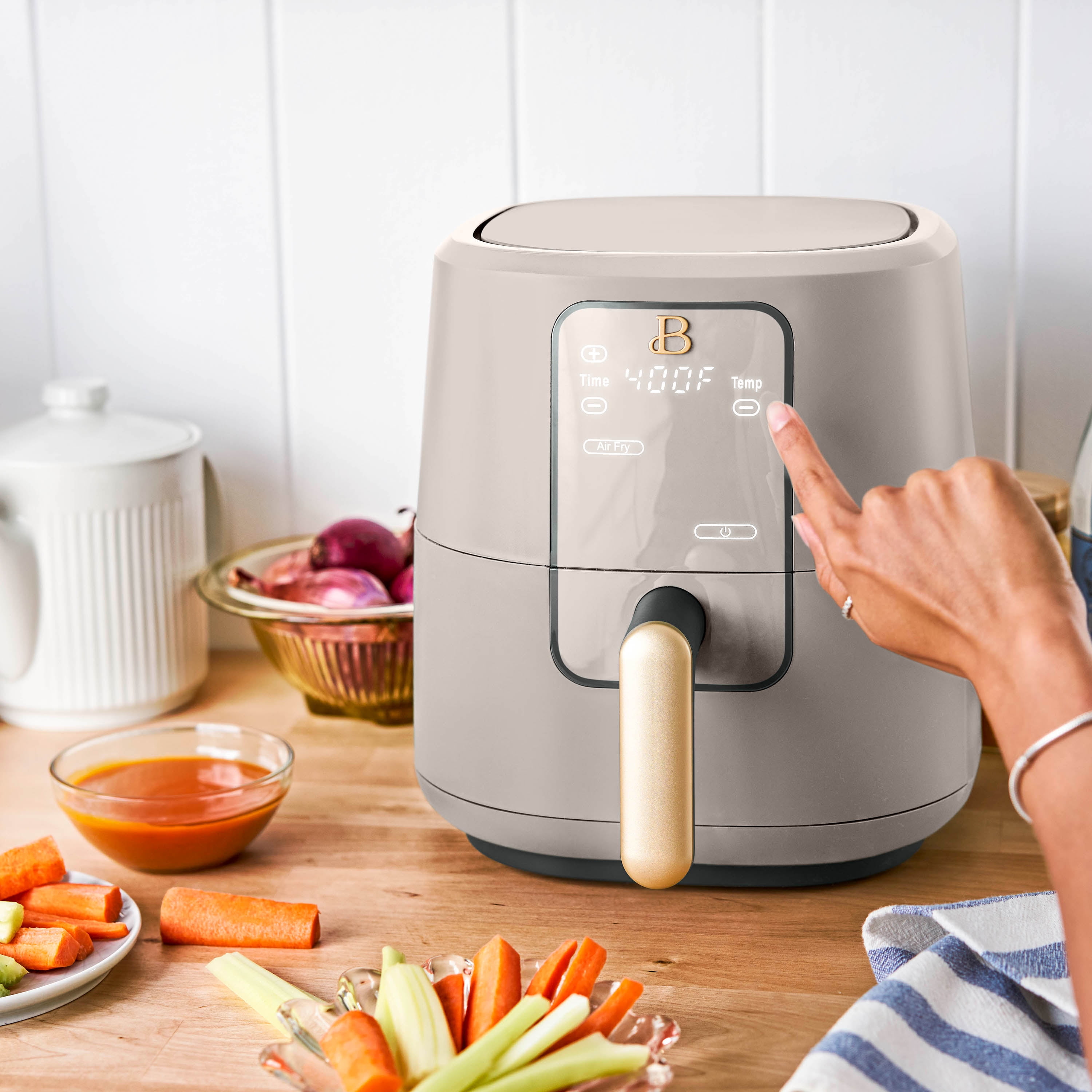 Beautiful 3 0QT Air Fryer Touchscreen Wildflower Porcini by Drew Barrymore