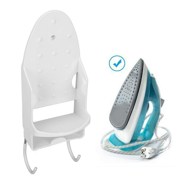 Electric Iron Holder, 2 in 1 Wall Mount Iron Hanger Ironing Board Rack with Hook, Easy to Install Heat Resistant Ironing Board Hanger for Home Bathroom Organization