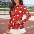 thumbnail image 3 of Yuyamidu Bird Long Sleeve Golf Shirts for Woman Golf Ball Athletic Tennis Shirts Soft Quarter Zip Workout T shirts Red Pullover Golf Tops Size XS, 3 of 8