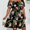 thumbnail image 6 of Plus Size Off Shoulder Dress for Women Summer Floral Ruffle Short Sleeve Casual Flowy Boho Beach Sundress, 6 of 6